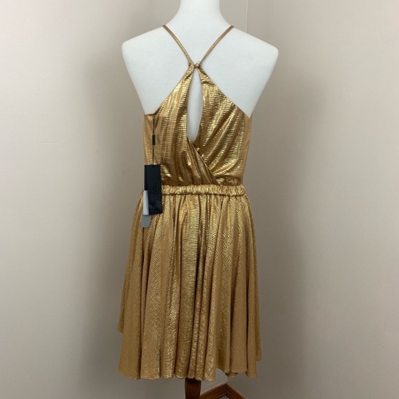 MAKE AN OFFER! Halston Heritage gold sparkling sleeveless cocktail dress size L - Picture 4 of 5